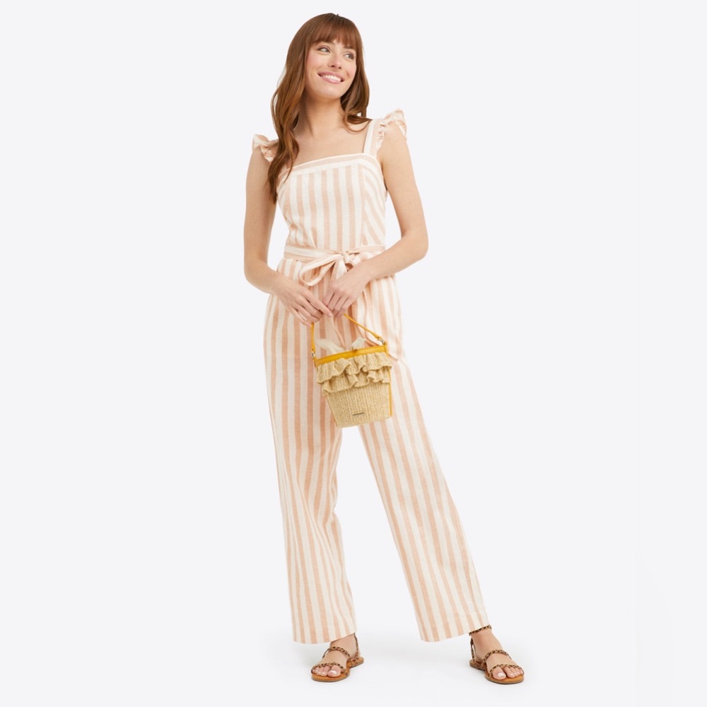 Draper James Tie Waist Jumpsuit in Cabana Stripe